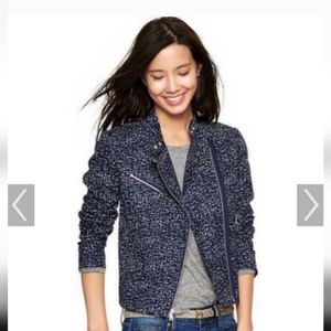 Gap Women's Blue White Moto Jacket Size XS